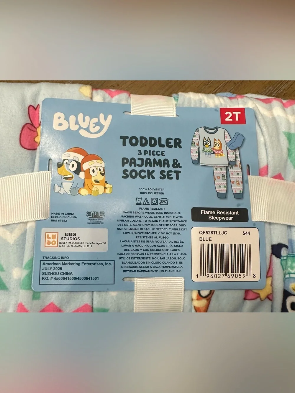 Bluey Toddler 3 Piece Pajama and Sock Set NWT Size 2T